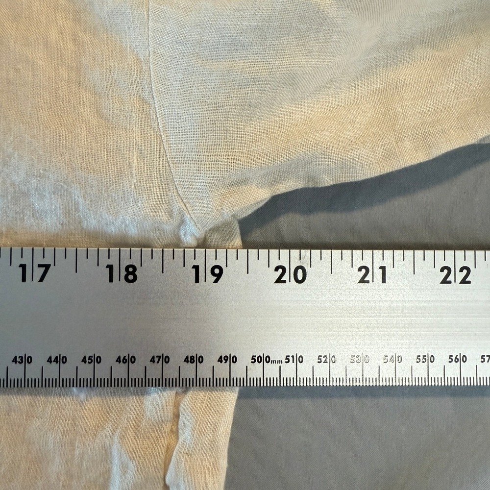 HM Oversized Linen Shirt Womens XS Beige Short Sleeve Button Front Coastal - Picture 6 of 9